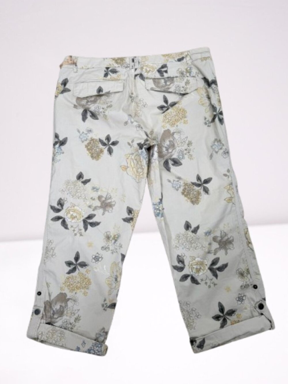 Democracy NWT Cotton Blend Floral Cargo Pants Rolled Cuff Size 14 - Picture 5 of 9